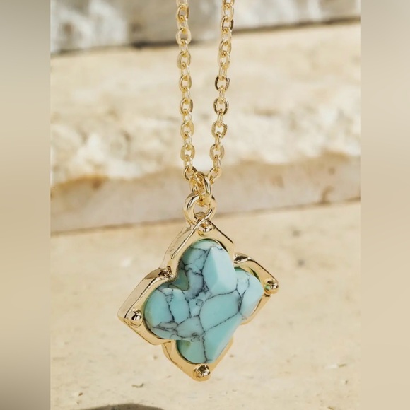 Jewelry - Turquoise Semi Precious Stone Clover Necklace